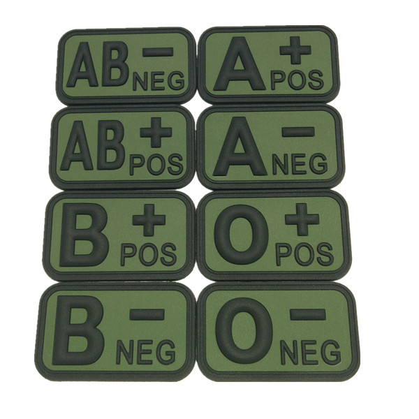 custom blood type soft PVC patches
