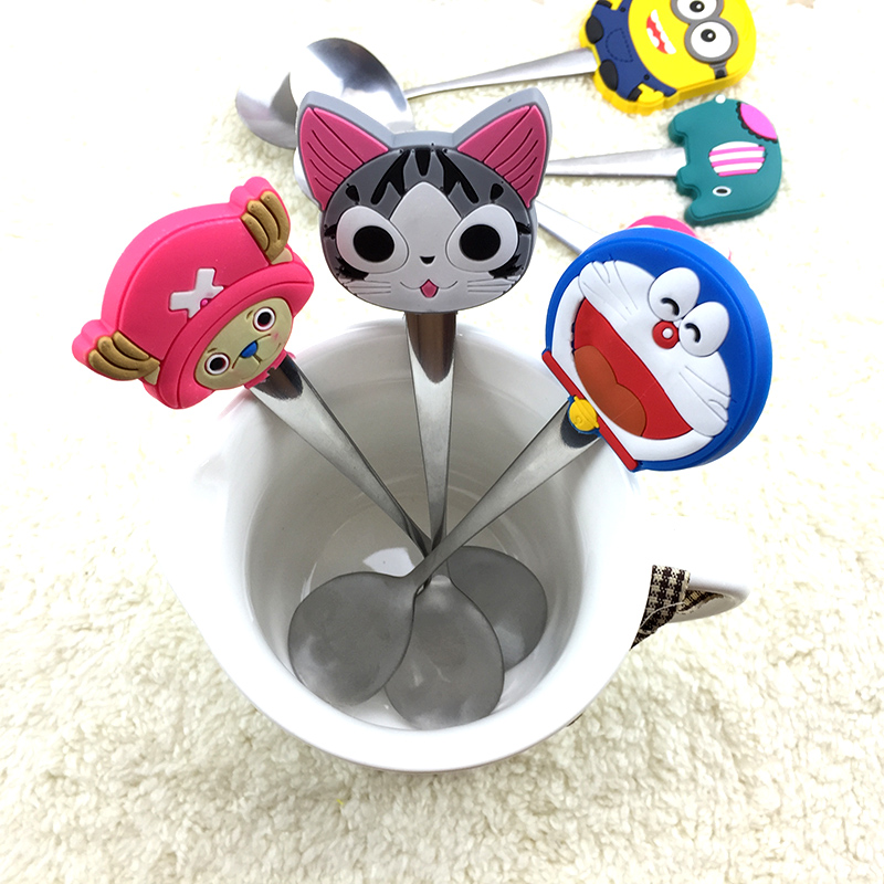 Custom PVC rubber cartoon spoon for kids